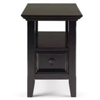 Table d'appoint étroite Halifax 35,5 cm marron hickory - WyndenHall : Tiroir, étagère ouverte, pin