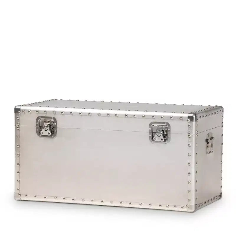 Serge Metal Storage Trunk Silver - Baxton Studio