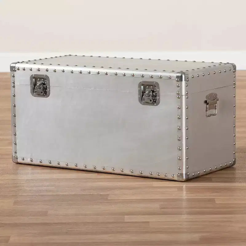 Coffre de rangement métallique Serge argenté - Baxton Studio