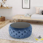 Table basse Chana Glam Ottoman bleue - Christopher Knight Home : Velours, verre trempé, mobilier de salon de luxe