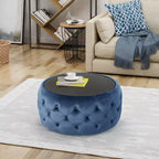 Table basse Chana Glam Ottoman bleue - Christopher Knight Home : Velours, verre trempé, mobilier de salon de luxe