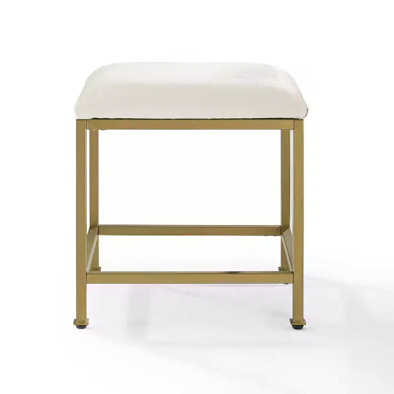 Tabouret de coiffeuse Aimee doré - Crosley : Moderne, rembourré en similicuir, cadre en acier, assise capitonnée, capacité de 113 kg, hauteur de 47,6 cm