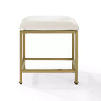 Tabouret de coiffeuse Aimee doré - Crosley : Moderne, rembourré en similicuir, cadre en acier, assise capitonnée, capacité de 113 kg, hauteur de 47,6 cm