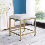 Tabouret de coiffeuse Aimee doré - Crosley : Moderne, rembourré en similicuir, cadre en acier, assise capitonnée, capacité de 113 kg, hauteur de 47,6 cm