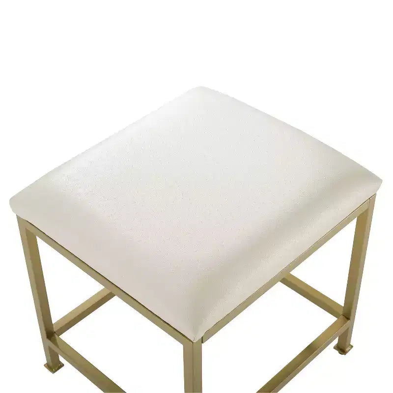 Tabouret de coiffeuse Aimee doré - Crosley : Moderne, rembourré en similicuir, cadre en acier, assise capitonnée, capacité de 113 kg, hauteur de 47,6 cm