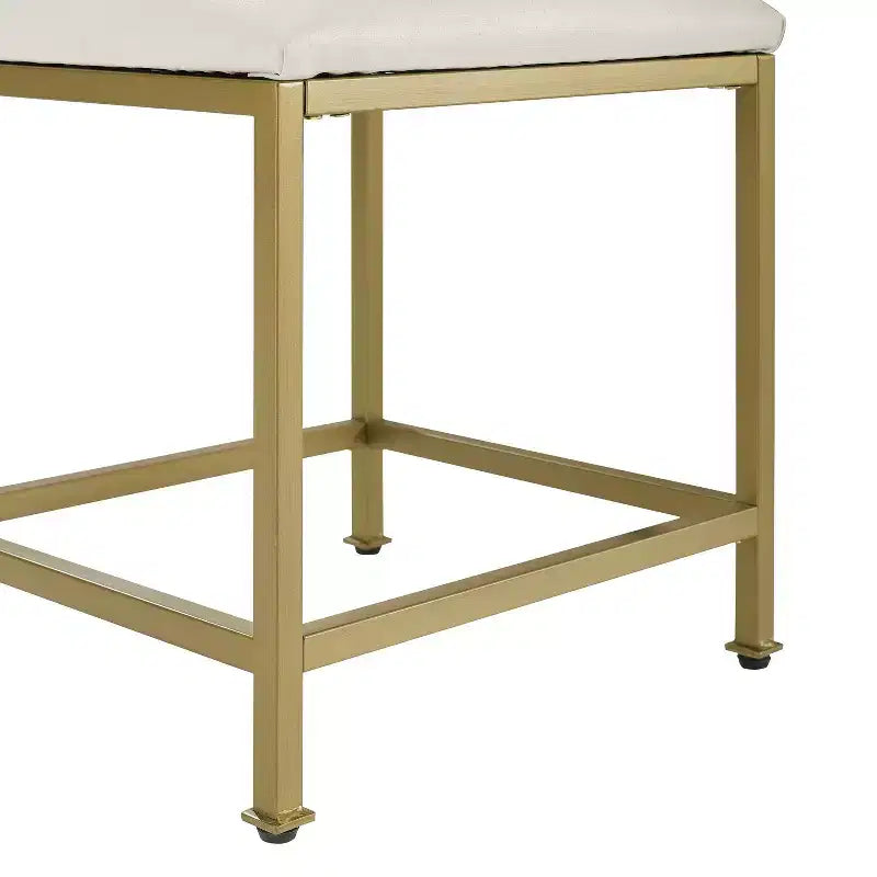 Tabouret de coiffeuse Aimee doré - Crosley : Moderne, rembourré en similicuir, cadre en acier, assise capitonnée, capacité de 113 kg, hauteur de 47,6 cm
