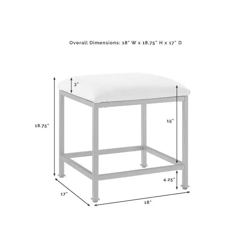 Tabouret de coiffeuse Aimee doré - Crosley : Moderne, rembourré en similicuir, cadre en acier, assise capitonnée, capacité de 113 kg, hauteur de 47,6 cm