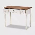 Console Sophie Small 3 tiroirs : Détail sculpté, Boutons en laiton - Baxton Studio