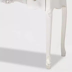 Console Sophie Small 3 tiroirs : Détail sculpté, Boutons en laiton - Baxton Studio