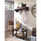 Alaterre Furniture Shaker Cottage Étagère à Plateau Porte-Manteau avec Banc Espresso : Organisateur d'Entrée, Arbre d'Appoint en Bois