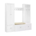 4pc Harper Entryway Set with Bench, Shelf, Hall Tree and Pantry Closet Set White - Crosley