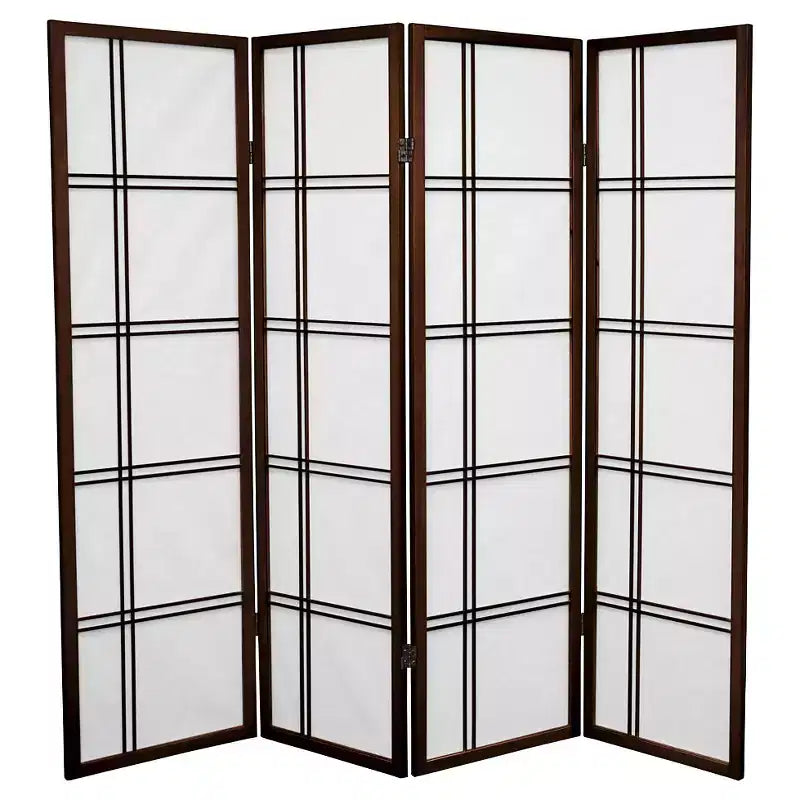 Paravent shoji Double Croix de 1,5 m de haut (4 panneaux) - Oriental Furniture
