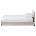 Lit plateforme rembourré Elizabeth en tissu moderne et contemporain avec panneaux cousus - Baxton Studio