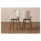 Gradisca Tabourets de bar rembourrés en bois moderne et contemporain Lot de 2 - Baxton Studio