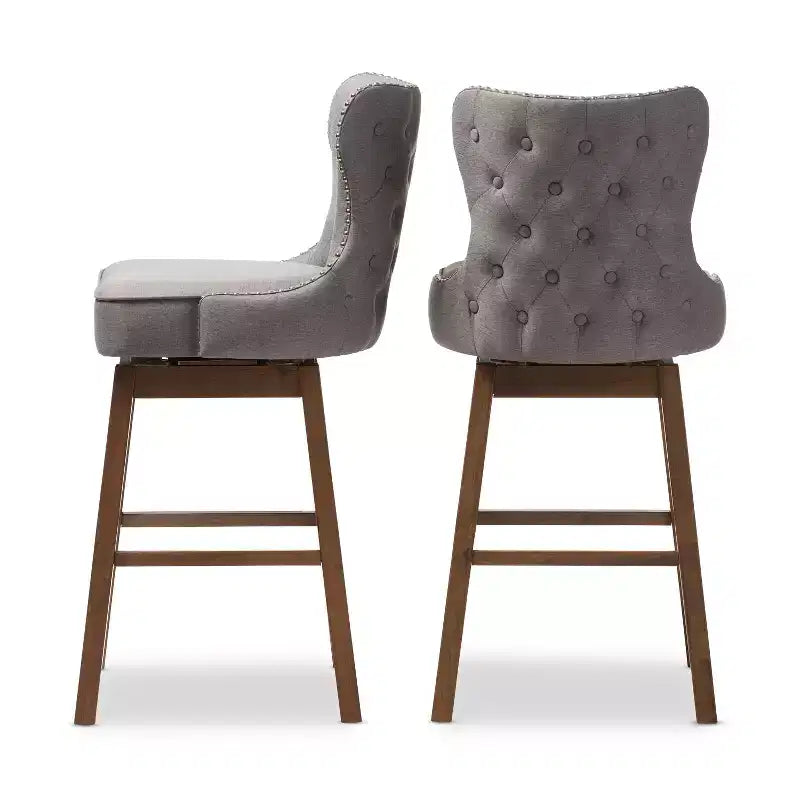 Gradisca Tabourets de bar rembourrés en bois moderne et contemporain Lot de 2 - Baxton Studio