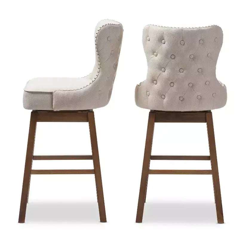 Gradisca Tabourets de bar rembourrés en bois moderne et contemporain Lot de 2 - Baxton Studio