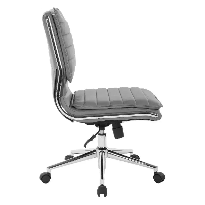 Chaise de bureau manager sans accoudoirs en similicuir avec dossier mi-haut et piétement chromé - OSP Designs