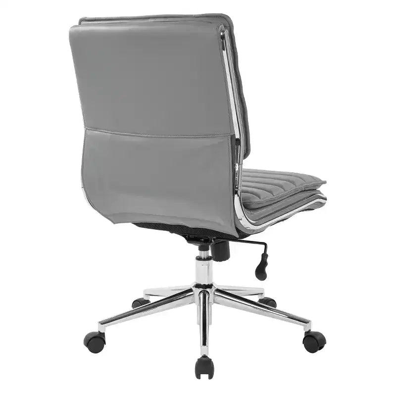 Chaise de bureau manager sans accoudoirs en similicuir avec dossier mi-haut et piétement chromé - OSP Designs