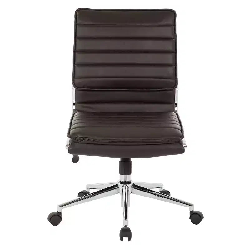Chaise de bureau manager sans accoudoirs en similicuir avec dossier mi-haut et piétement chromé - OSP Designs