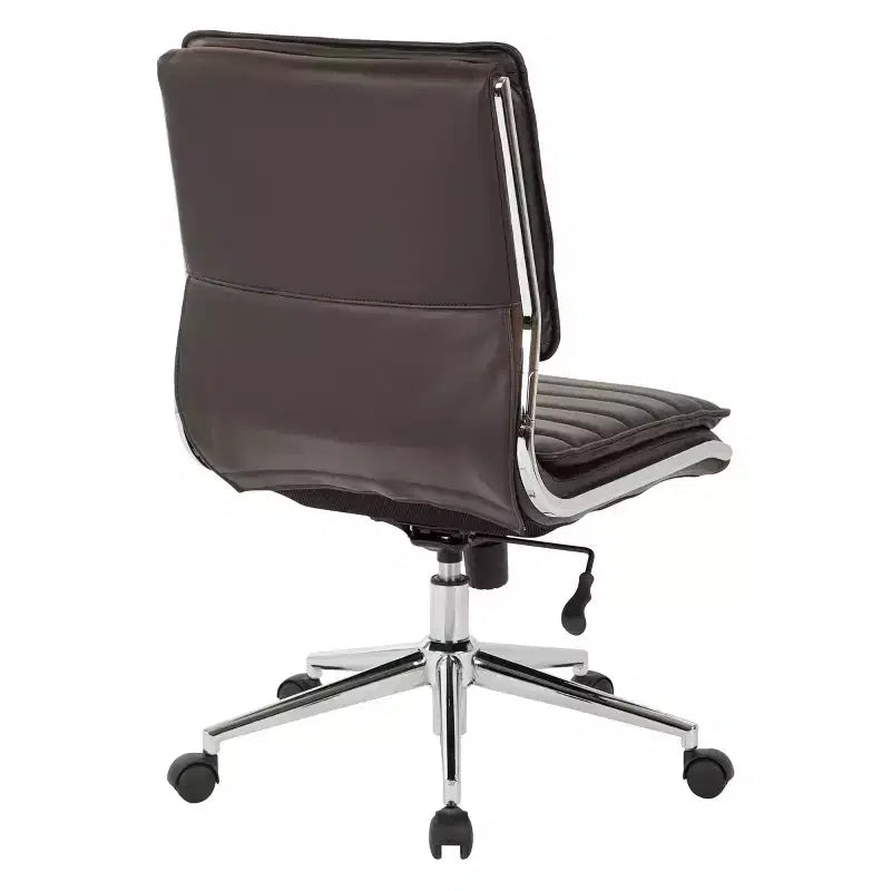 Chaise de bureau manager sans accoudoirs en similicuir avec dossier mi-haut et piétement chromé - OSP Designs