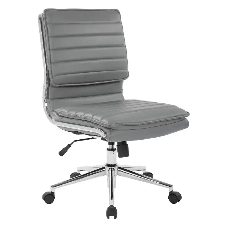 Chaise de bureau manager sans accoudoirs en similicuir avec dossier mi-haut et piétement chromé - OSP Designs