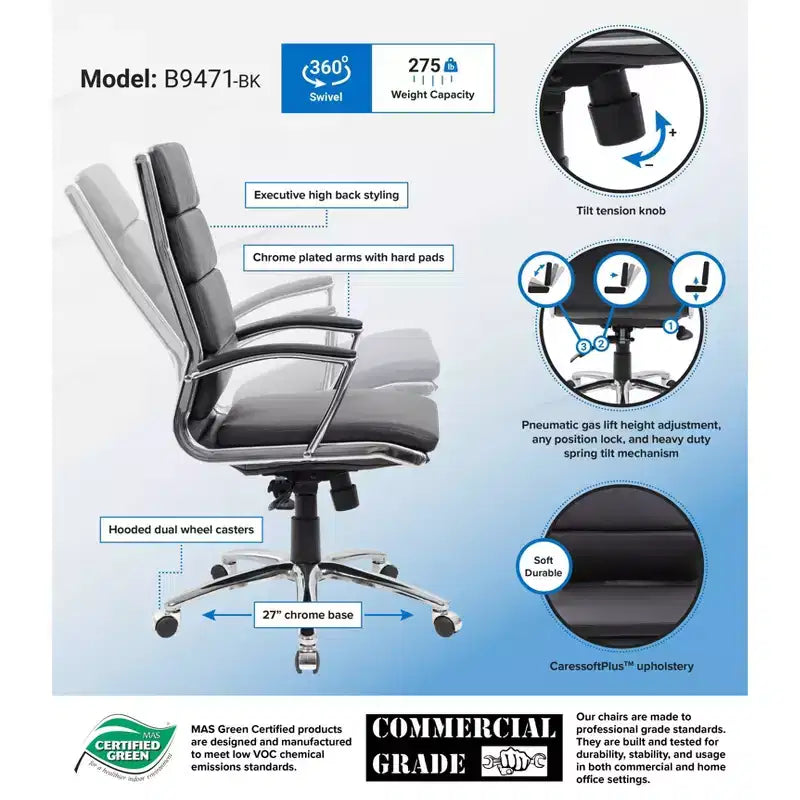 Fauteuil de bureau de direction contemporain à rayures – Boss Office Products