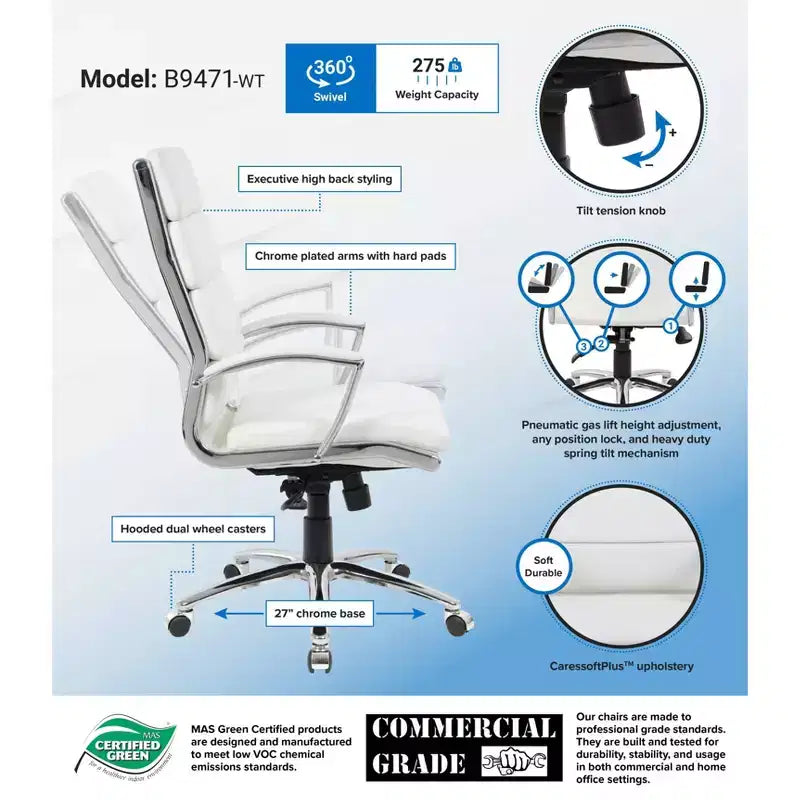 Fauteuil de bureau de direction contemporain à rayures – Boss Office Products