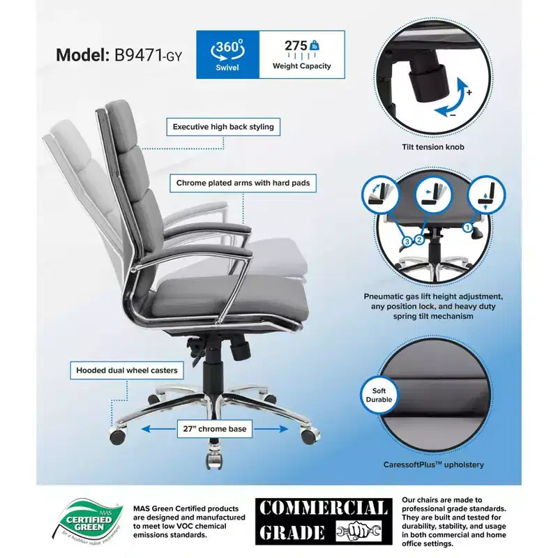 Fauteuil de bureau de direction contemporain à rayures – Boss Office Products