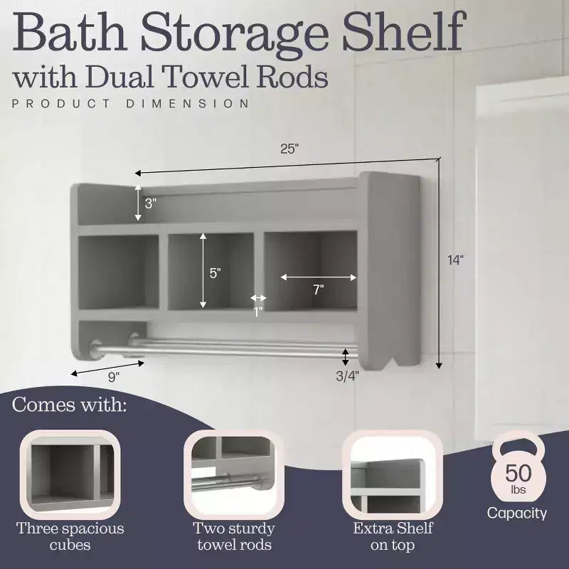 Étagère de rangement de salle de bain avec porte-serviettes 25 - Meubles Alaterre