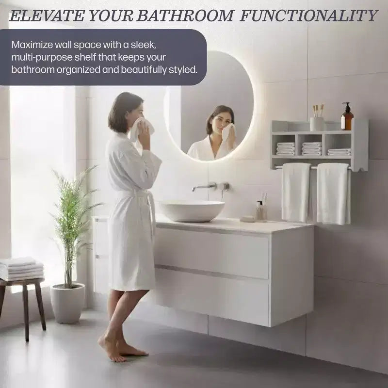 Étagère de rangement de salle de bain avec porte-serviettes 25 - Meubles Alaterre