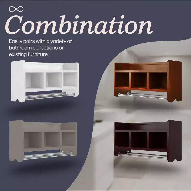 Étagère de rangement de salle de bain avec porte-serviettes 25 - Meubles Alaterre