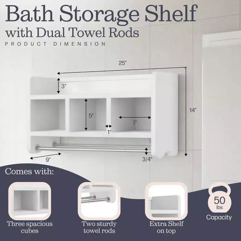 Étagère de rangement de salle de bain avec porte-serviettes 25 - Meubles Alaterre