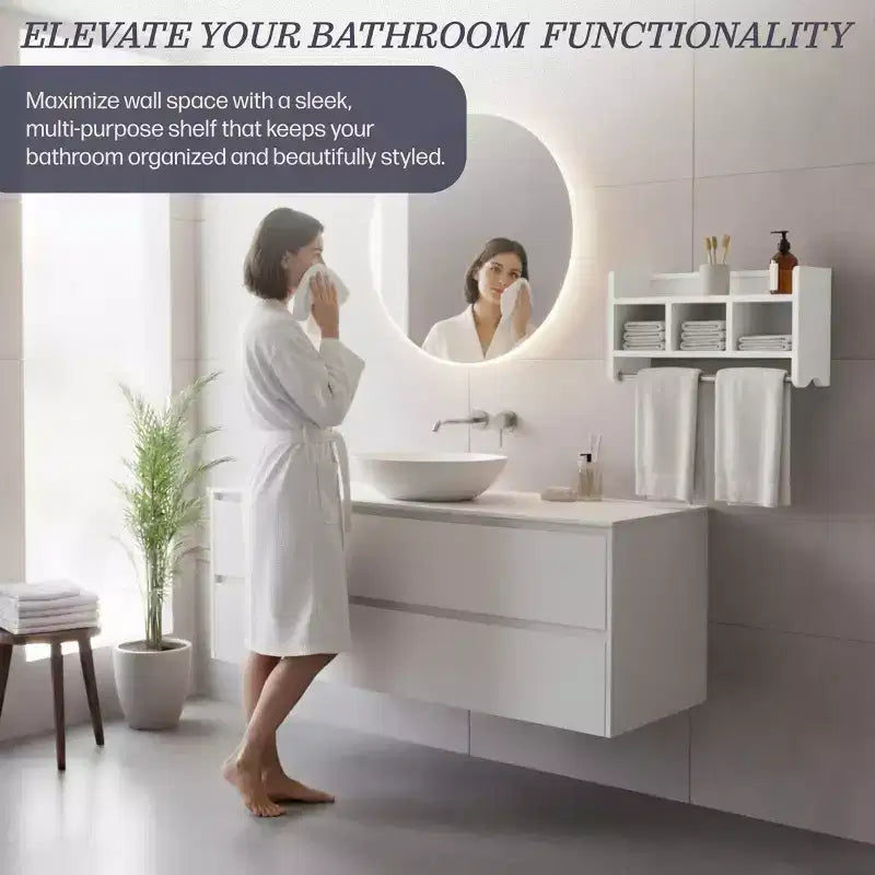Étagère de rangement de salle de bain avec porte-serviettes 25 - Meubles Alaterre