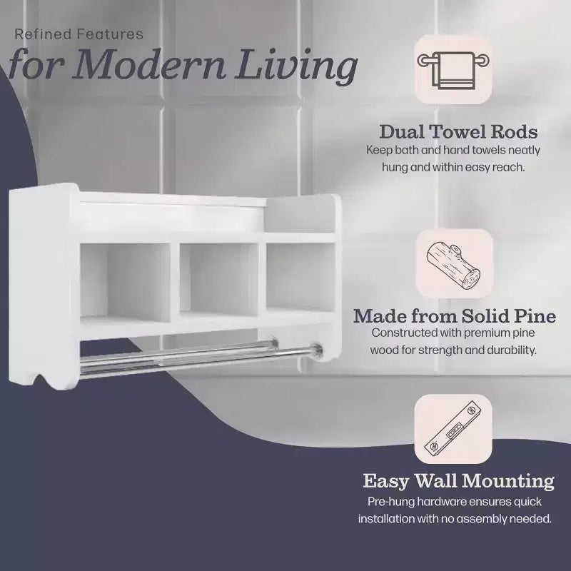 Étagère de rangement de salle de bain avec porte-serviettes 25 - Meubles Alaterre