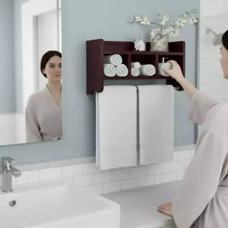 Étagère de rangement de salle de bain avec porte-serviettes 25 - Meubles Alaterre