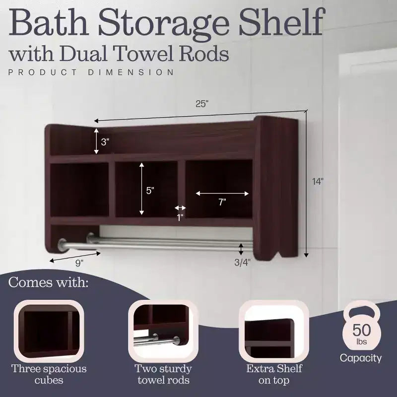 Étagère de rangement de salle de bain avec porte-serviettes 25 - Meubles Alaterre