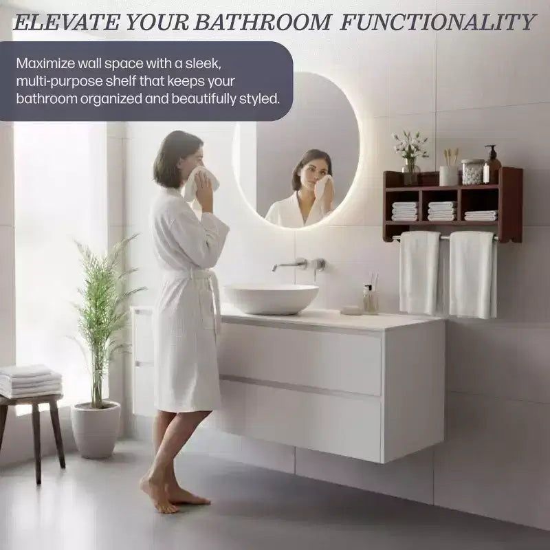 Étagère de rangement de salle de bain avec porte-serviettes 25 - Meubles Alaterre