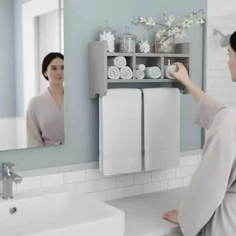 Étagère de rangement de salle de bain avec porte-serviettes 25 - Meubles Alaterre
