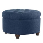 Grand pouf de rangement rond touffeté - HomePop