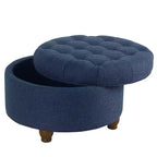 Grand pouf de rangement rond touffeté - HomePop