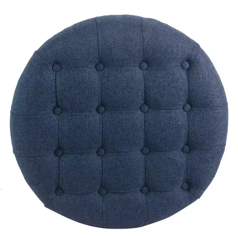 Grand pouf de rangement rond touffeté - HomePop