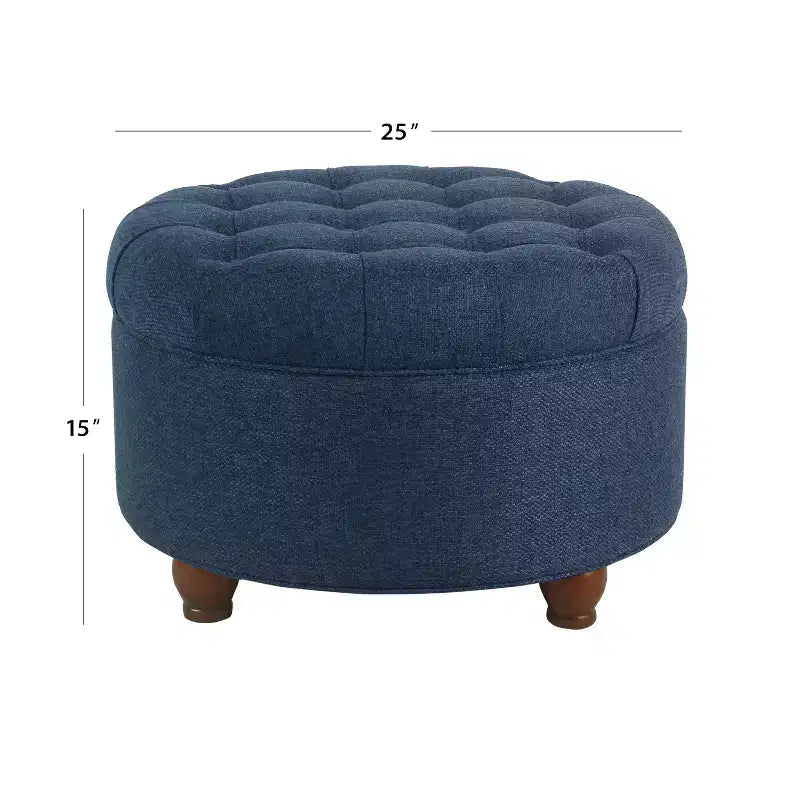 Grand pouf de rangement rond touffeté - HomePop