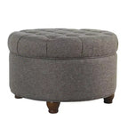 Grand pouf de rangement rond touffeté - HomePop