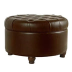 Grand pouf de rangement rond touffeté - HomePop