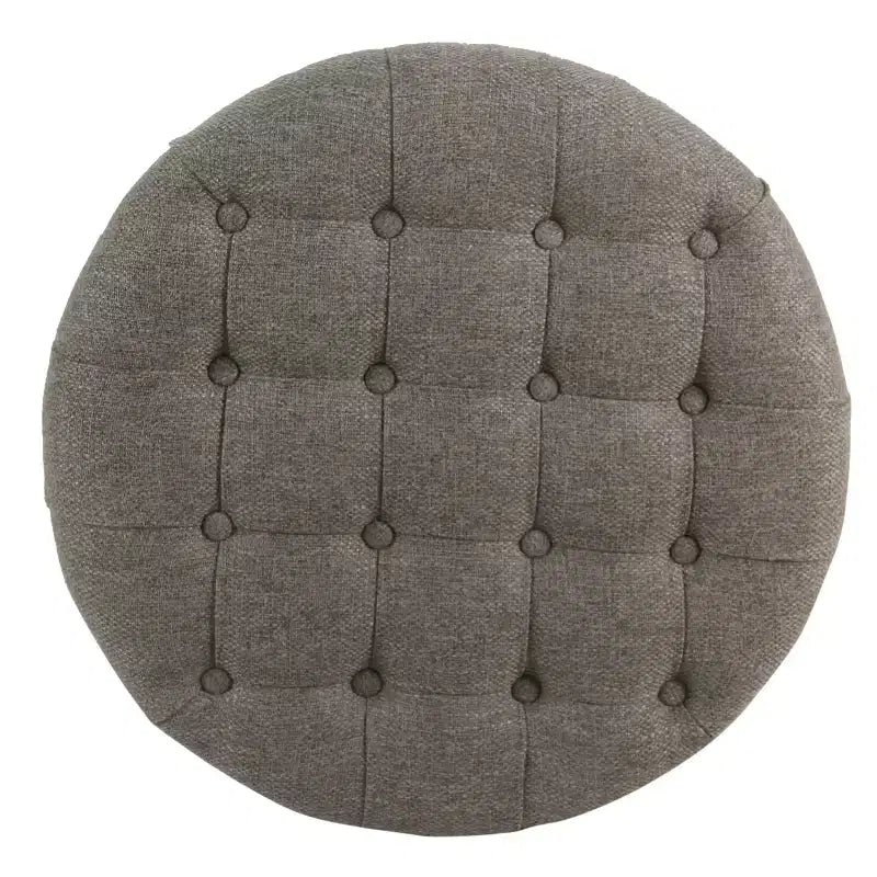 Grand pouf de rangement rond touffeté - HomePop