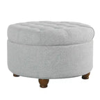 Grand pouf de rangement rond touffeté - HomePop