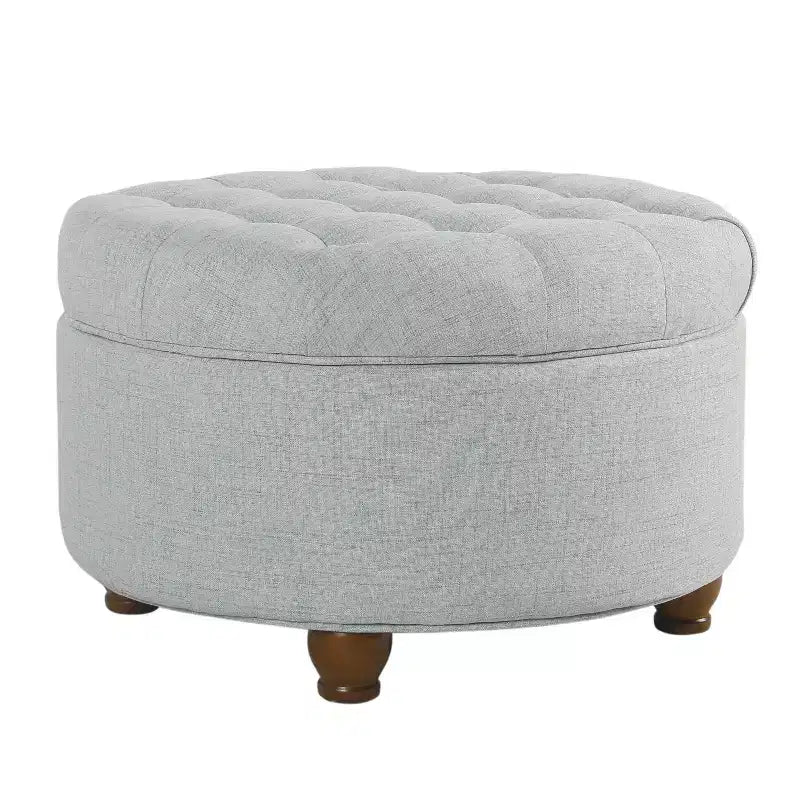 Grand pouf de rangement rond touffeté - HomePop