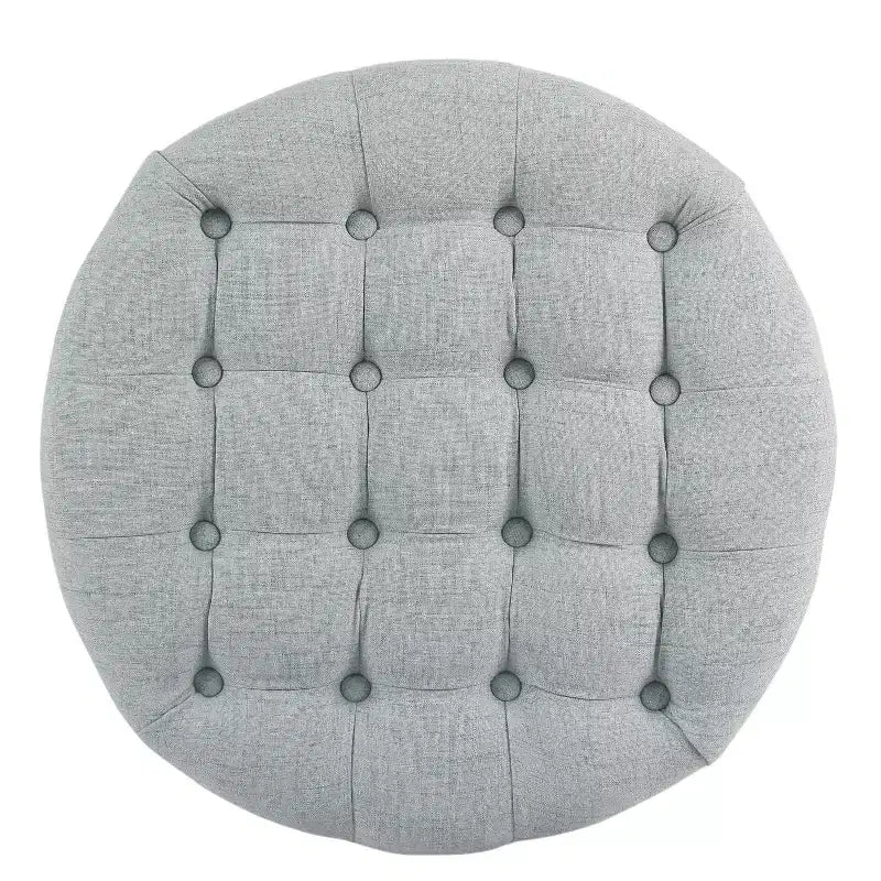 Grand pouf de rangement rond touffeté - HomePop