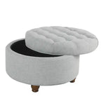 Grand pouf de rangement rond touffeté - HomePop
