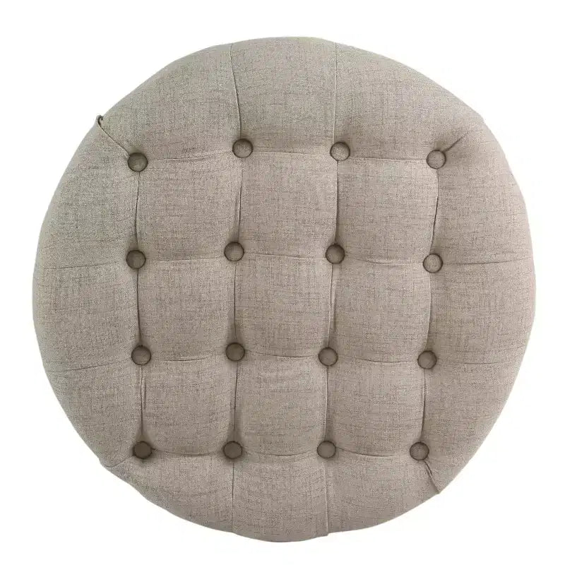 Grand pouf de rangement rond touffeté - HomePop